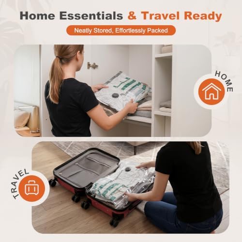 Rechargeable Wireless Pump Travel Vacuum Bags, 18 Pack Portable Storage Bags for Travel and Home, Compression Packing Seal for Clothing, Clothes, Blankets, Luggage, Suitcase (18) - Image 4