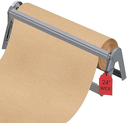 Ecohu 24in Wrapping Paper Roll Cutter - Holder Dispenser for Butcher Freezer Craft Paper Rolls with Updated Serrated Blade for Gift Wrap. Non-Slip Cutting Tool for Kitchen, Craft Room-Set on Tabletop by ECOHU