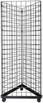 SSWBasics Black Triangle Wire Grid and Grid Wall Tower with Base and Casters - Black Metal Display Stand with Grid Wall Panels - Durable Wire Grid Panels for Display - Sturdy Gridwall Panels for by SSWBasics