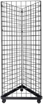 SSWBasics Black Triangle Wire Grid and Grid Wall Tower with Base and Casters - Black Metal Display Stand with Grid Wall Panels - Durable Wire Grid Panels for Display - Sturdy Gridwall Panels for by SSWBasics