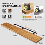 Fun Memories Floating Shelves for Wall, 55"x9.3" Rustic Solid Elm Wood Shelves, Heavy-Duty Wall Mounted Shelves with Invisible Brackets for Living Room, Bedroom, Kitchen, Natural Finish - Image 4