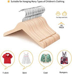 Nature Smile 20 Pack Unfinished/Natural Kids Baby Children Toddler Wooden Shirt Dress Coat Hangers with No Painting - 360°Stronger Anti-Rust Chrome Swivel Hook - Extra Smoothly Cut Notches - Image 5