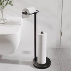 RARXTR Toilet Paper Holder Stand, Post Pivoting Design Free Standing Toilet Paper Holder with Storage for 4 Rolls, 304 Stainless Steel Tissue Holder with Reserve, Heavy-Duty Base (Oil Rubbed Bronze) - Image 2