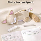 KOKUYO Plush Animal Pencil Holder with Tail Pouch for Storage, Sand Fox - Image 3