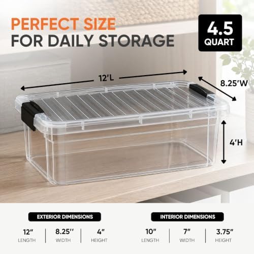Superio 4.5 Quart Clear Plastic Storage Containers with Lids, Stackable Organizer Bins, BPA-Free Storage Boxes for Home, Office, Dorm & Classroom, 2 Pack - Image 3