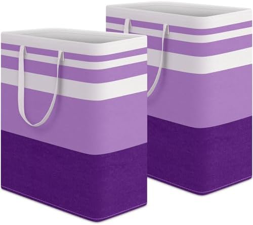 HomeHacks 2 Pack Laundry Baskets, Laundry Hampers Bags (Purple 100Lx2) by HomeHacks