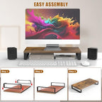 XINYAO Wood Monitor Stand Riser for Desk, 24x12x3 inch, Rustic Brown - Image 3