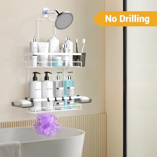 Hanging Shower Caddy Over Showerhead - Rustproof No Drill Shower Organizer - Image 5