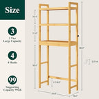 Smiry Bamboo Over The Toilet Storage Cabinet, 3 Tier, Natural - Image 2