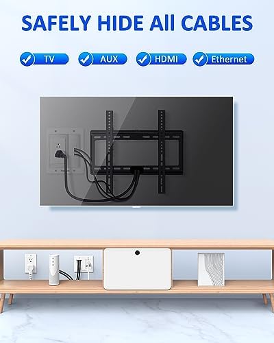 in Wall Cable Management Kit for TV, Recessed Outlet with TV Cable Hider Wall Kit, Cord Hider for Wall Mounted TV, Cable Management Box for Home & Office Theater System, White - Image 4
