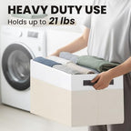Large Nursery Closet Organizer Bins with Lids 4 Pack - 23 QT Decorative Storage Baskets for Living Room Bedroom Shelf - Stackable Storage Boxes with Lids Handles for Clothes Sweater Book Towel Purse - Image 5