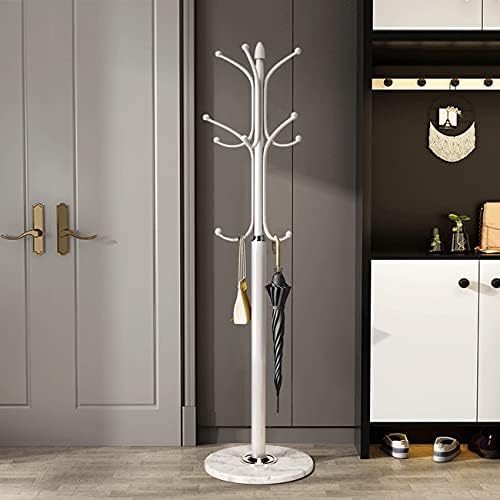 Kertnic Freestanding Coat Rack Stand, Heavy Duty Metal Hall Tree with 12 Hooks, 70 Inch Tall Stable Coat Hanger with 14.6" Natural Marble Base, Entryway Organizer for Coats Bags Hats Purses (White) - Image 4