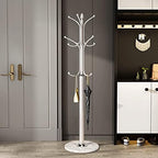 Kertnic Freestanding Coat Rack Stand, Heavy Duty Metal Hall Tree with 12 Hooks, 70 Inch Tall Stable Coat Hanger with 14.6" Natural Marble Base, Entryway Organizer for Coats Bags Hats Purses (White) - Image 4