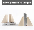 Marble Bookend for Heavy Books, Decorative Bookends for Shelves, Durable and Heavy-Duty Book End for Hardback Books & CDS, Unique Book Stopper & Holder, Sunny Golden, Set of 2 - Image 3