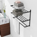 Bethom Bathroom Towel Rack with 2 Bars, 24 Inch Towel Shelf, Matte Black - Image 2