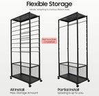 Double-Sided 16-Layer Ribbon Holder Organizer Rack with Wheels Floor Standing Wrapping Paper Display Shelf for Florist Craft Room Cake Shop, 110lbs Load-Bearing Capacity - Image 4