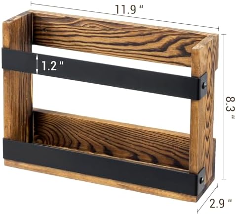 MyGift Wall-Mount Magazine Racks, Burnt Wood & Black Metal, Set of 2 - Image 5