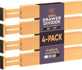 Bambüsi 4-Pack Drawer Divider - 2.6" High, 16" to 22" Adjustable Bamboo Drawer Organizers for Clothes, Expandable Dresser Separators in Bedroom/Bathroom/Kitchen/Office Organization and Storage by Bamb%C3%BCsi