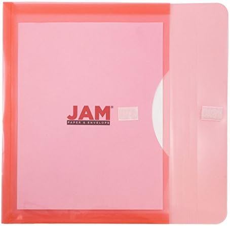 JAM PAPER Plastic Expansion Envelopes with Hook & Loop Closure - Letter Booklet - 9 3/4 x 13 with 1 Inch Expansion - Red - 12/Pack - Image 3