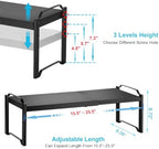 X-cosrack 25.5 Inches 3 Pack Expandable Cabinet Shelves, Stackable Shelf Organizer for Kitchen Cabinet Countertop Storage, Adjustable Counter Cupboard Pantry Organizer Shelf Rack Stand Riser, Black - Image 2