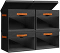 Homsorout Large Storage Bins with Lids - 4 Pack Foldable Decorative Organizers with Clear Windows & Handles, Cube Storage Organizers for Clothes, Blankets, Sweaters, Sheets, Black by Homsorout