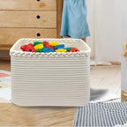 COMFY-HOMI 3PACK Cotton Rope Square Basket with Handles for Shelves| Storage|Baby Basket for GIF|Shoe Basket for Organizing|New13.5" x 11" x 9.5" for Living Room - Image 5