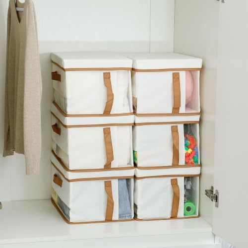 Large Closet Organizer Storage Bins with Lid and Handles, 6 Pack - Image 4