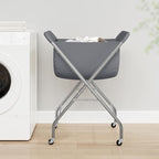 ELYKEN Laundry Basket with Wheels, Collapsible Laundry Hamper, Gray - Image 2