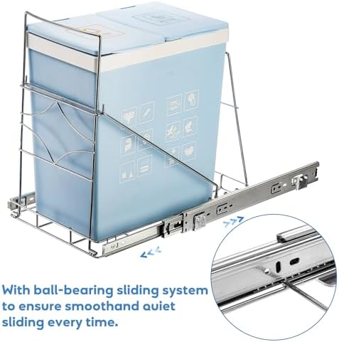 Youeon Pull Out Trash Can Under Cabinet, Adjustable Stainless Steel Under Sink Trash Can Pull Out, Slide Out Garbage Shelf, Fit for 7-11 Gallon Trash Can(Not Included) - Image 5