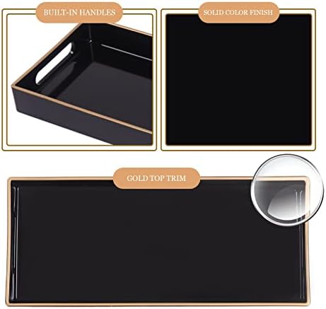 MAONAME Black Vanity Tray Set of 2, Rectange Toilet Tank Trays with Handles - Image 4