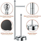 KASUNTO Toilet Paper Holder for Bathroom, Heavy Weighted Metal Free Standing Toilet Paper Holder Stand with Crystal Ball, Toilet Paper Roll Stand for Bathroom Accessories （Polished Chrome） - Image 3
