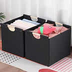 HOONEX Large Collapsible Storage Bins, Linen Fabric, Pack of 2, Storage Baskets with Wooden Carry Handles and Sturdy Heavy Cardboard, for Home, Office, Car, Nursery, Black - Image 4