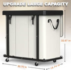 Laundry Basket with Wheels, 230L(60Gal) Laundry Sorter 3 Section - Beige - Image 6