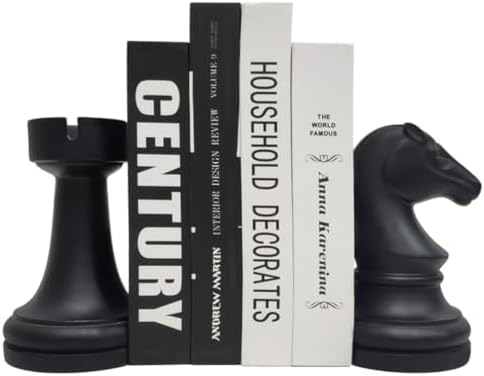 Decorative Chess Bookends Novelty Book Holders for Shelves by Carchistan