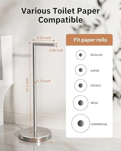 BWE Brushed Nickel Toilet Paper Holder Stand SUS304 Stainless Steel Modern - Image 6