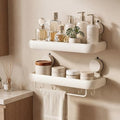 Shower Caddy Suction Cup, 2 Pack Cream White No Drilling Corner Shower Shelves, Detachable and Reusable Bathroom Organizer with Removable Hooks & Towel Bar by Unknown