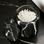 Black Marble Otip Holder Dispenser with Lid, Natural Marble Canister, High Capacity Bathroom Qtip Holder Storage, Natural Bathroom Organizer for Cotton Swabs,Balls,Pads,Floss Picks (Large) - Image 5