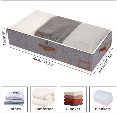 Yawinhe 48L Under Bed Storage,4 Pack Collapsible Container Bags,Grey - Image 6