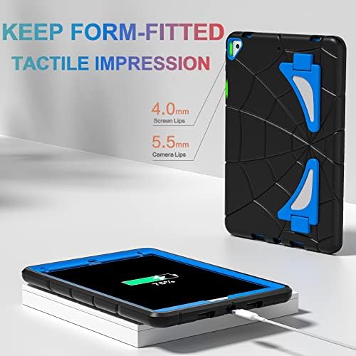 Nitupai iPad 9th Generation Case, Black+Blue, 10.2 inch, Hard PC and Durable Soft Silicone Construction, Precise Cutouts, Double Sturdy Kickstand, Two Angle View - Image 4