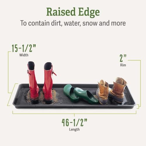 Gardeners Supply Company Large Boot Tray 2 Pack | Multi-Purpose All Weather Waterproof Indoor and Outdoor Shoes Mat Made with 100% Recycled Plastic | 46.5" L x 15.5" W and 2" Deep - Black - Image 2
