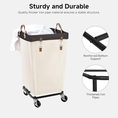 StorageWorks 110L Laundry Basket with Wheels, Rolling Hampers for Clothing - Image 6