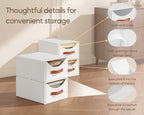 Homsorout Stackable Storage Drawers - Fabric Pull Out Organizer, White - Image 6