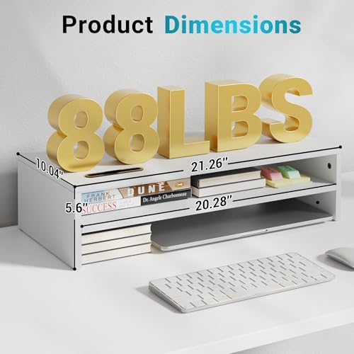 BONTEC Wood Monitor Stand Riser, 2-Tier Desktop Organizer - Image 5
