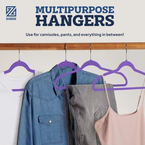 Zober Purple Velvet Hangers 50 Pack, Slim Non Slip Clothes Hangers - Image 6