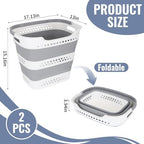 2 Pcs Collapsible Laundry Baskets, 43L Plastic Laundry Hamper for Dirty Clothes Dorm Bedroom, Space Saving Pop-Up Laundry Hamper Container, Foldable Durable Laundry Basket with Handle - Image 2