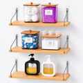 Laundry Room Organization Set, 3pack Wall Mounted Bamboo Floating Shelves with 4 Clear Laundry Pod Containers and 2 Soap Dispensers, No Drill Bathroom & Laundry Room Storage Organizer by Unknown