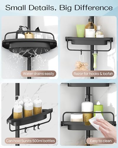 Corner Shower Caddy Tension Pole for Shampoo Holder, Stainless Steel Rod - Image 6