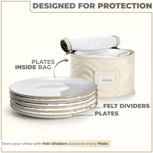 Sorbus China Storage Containers, Dinnerware Storage Set (8 Piece, Beige) - Image 4