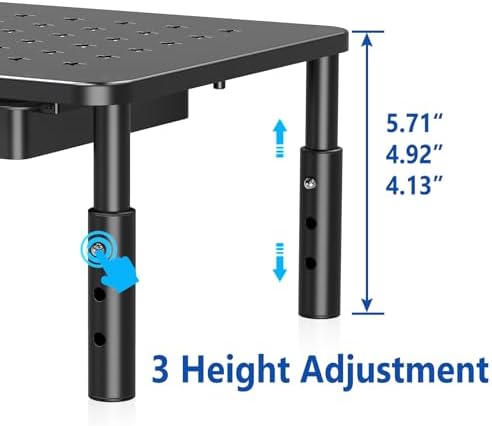 Zimilar 2 Pack Monitor Stand Riser with Drawer, 3 Height Adjustable - Image 5