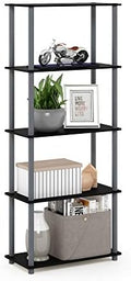 Furinno TURN-N-TUBE Storage Shelves, 5-Tier Book Shelf, Corner Shelf, Toolless Open Shelves, for Organization and Storage, Living Room, Garage, Home Office, Black by Furinno-FitsYourSpaceFitsYourBudget